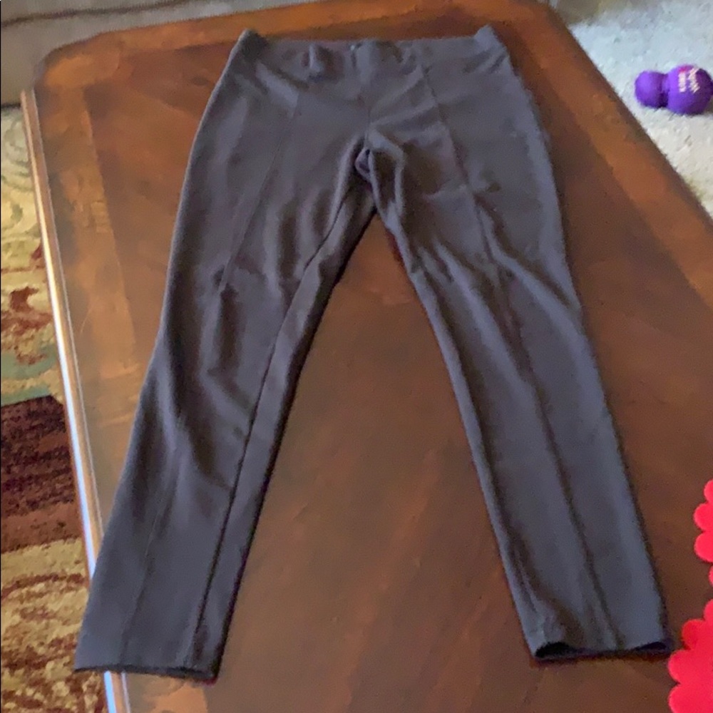 Brown Leggings with front and back stitched pleat